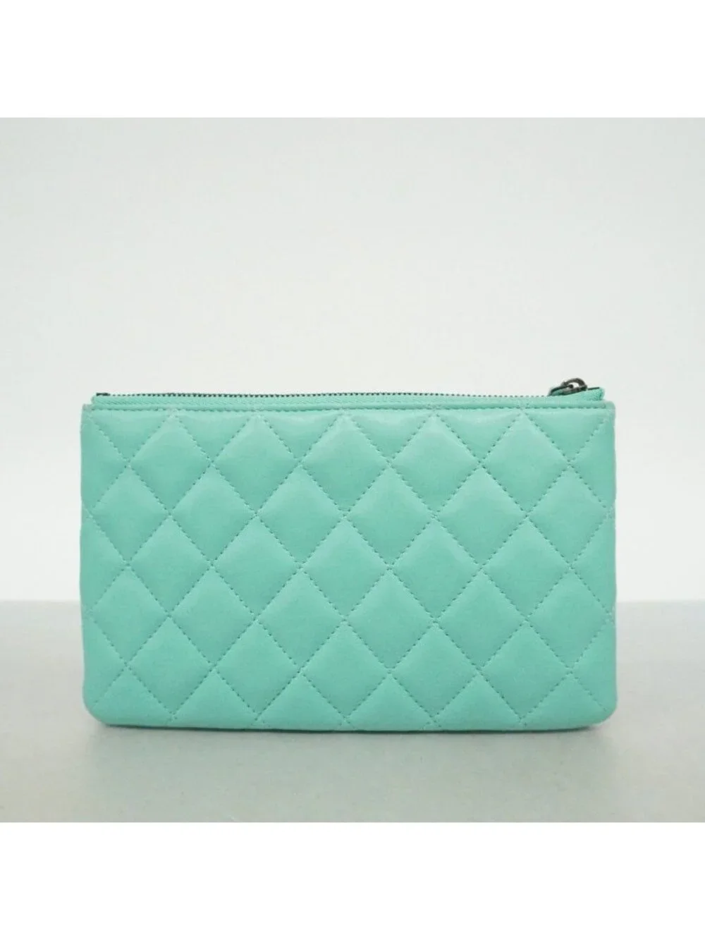 Chanel Pouch Quilted Lambskin Emerald Green